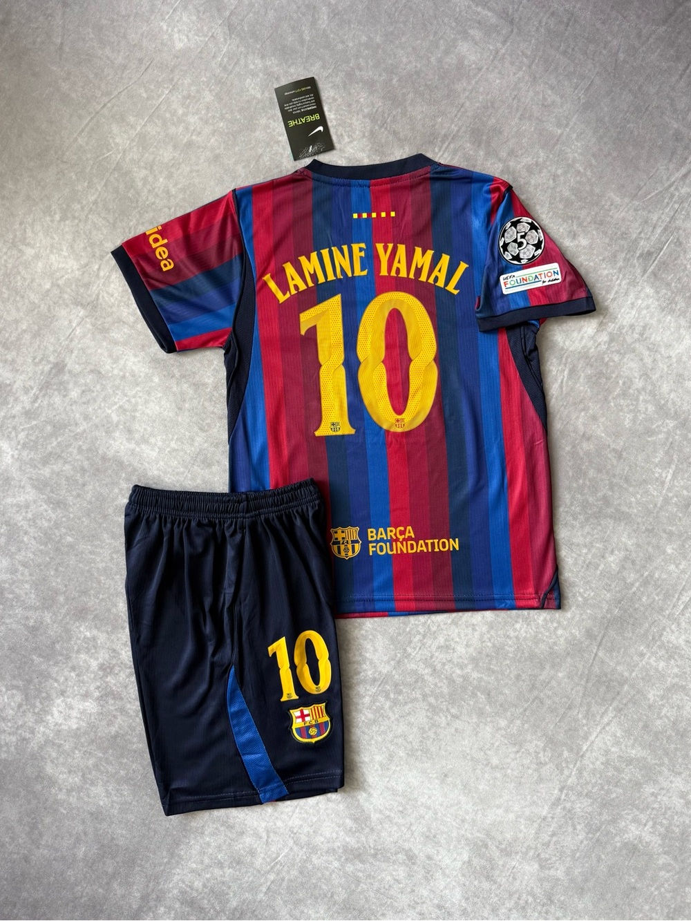 Barcelona Home Kids' Lamine Yamal #10 Home Jersey and Shorts